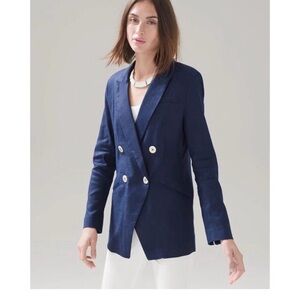 White House Black Market Navy Blazer with Notched Lapels and Tailored Fit